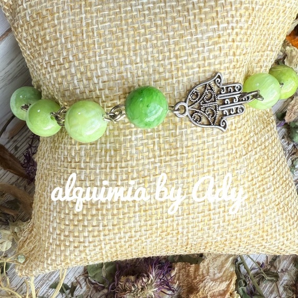 Alquimia Green Beaded Bracelet with Silver Charm - Picture 1 of 2